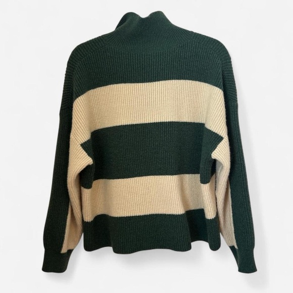 Preppy Academia Striped Sweater Size M Green Cream Old Money Tennis Core - Picture 3 of 7